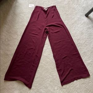 Burgundy Wide Leg Trouser Pants